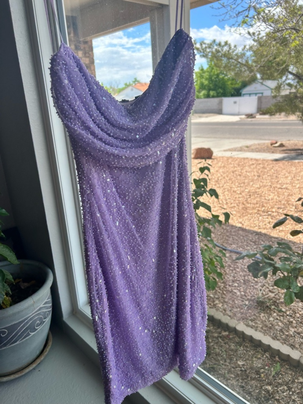 Homecoming/prom Lilac Beaded Mini Dress